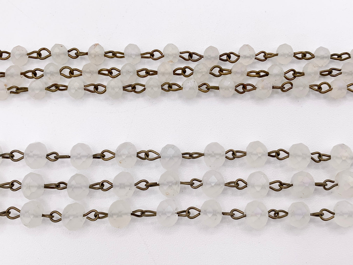 Matte Clear AB Crystal Rondelle Faceted Rosary Beaded Chain With Brass Wire By Spool 6mm 8mm