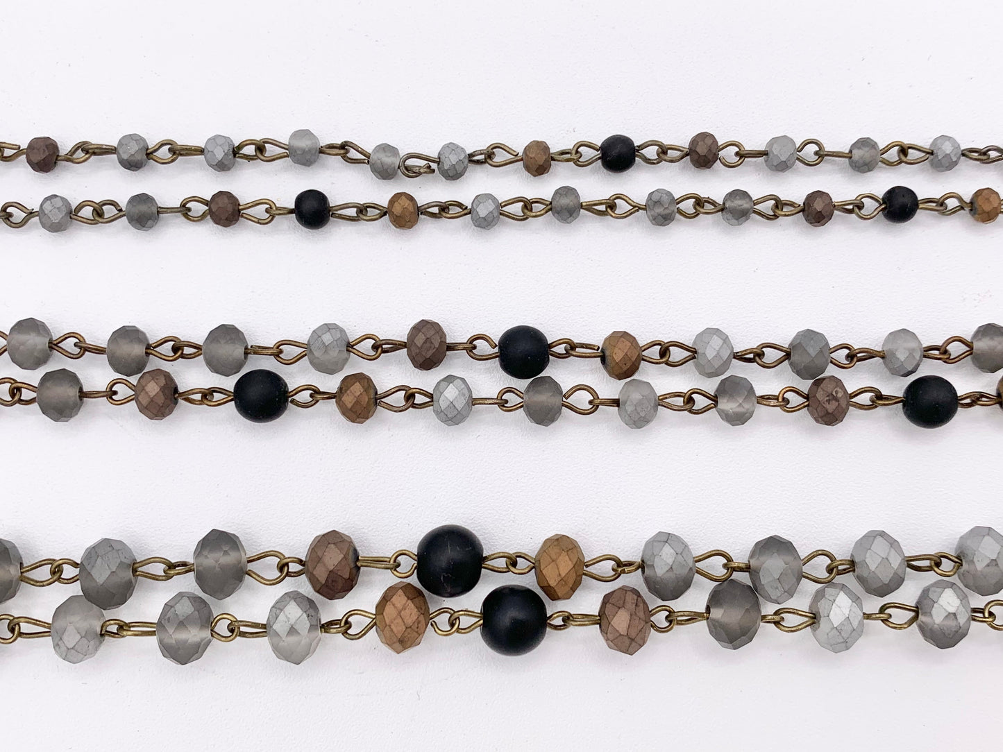 Matte Multi Metallic Color Crystal Rondelle Faceted Rosary Beaded Chain With Brass Wire By Spool 4mm 6mm 8mm