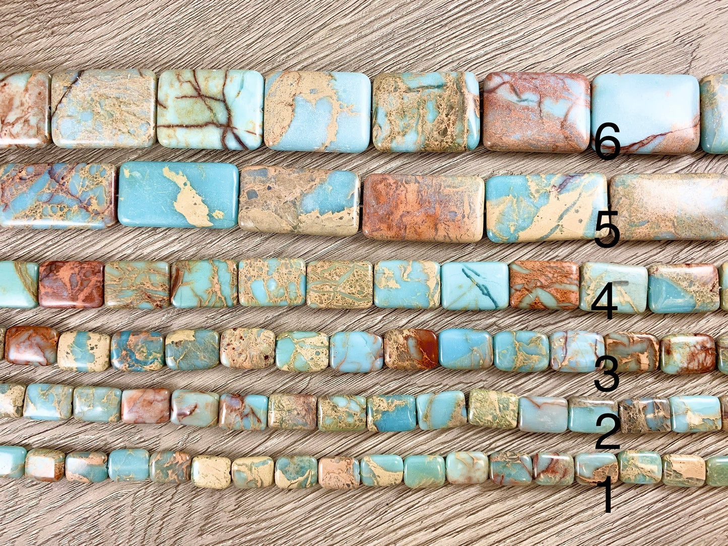 Aqua Terra Jasper Rectangle Flat Gemstone Beads