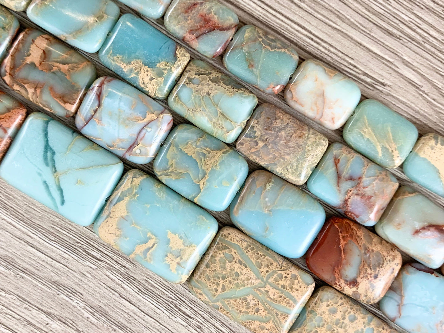 Aqua Terra Jasper Rectangle Flat Gemstone Beads