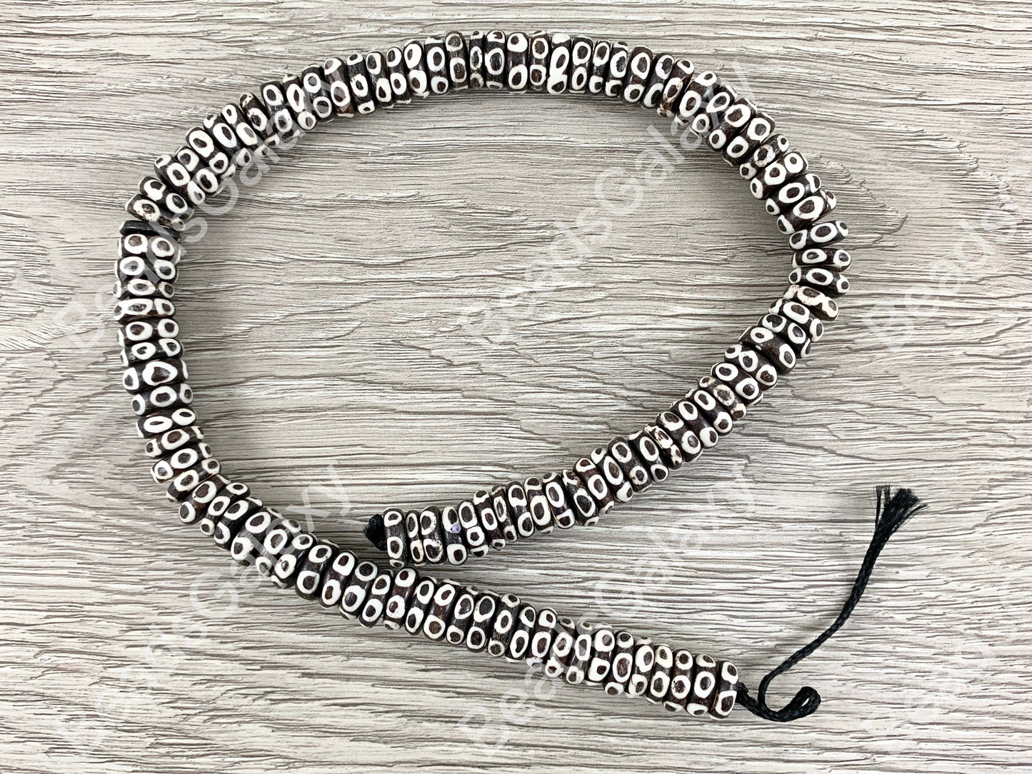 Dark Brown Polka Dot Rondelle Bone Beads From Africa