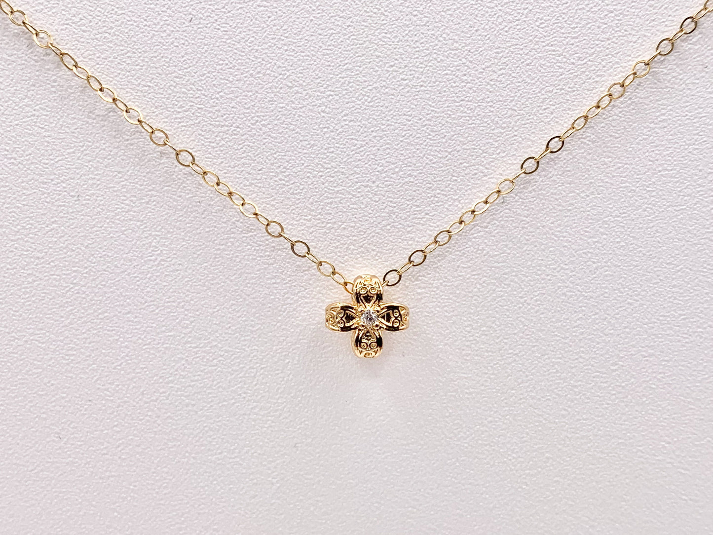 Dainty Mini Flower Quatrefoil Clover Pave Spacer Charms in Real Gold 18K Plated Micro CZ Over Brass 10 PCS