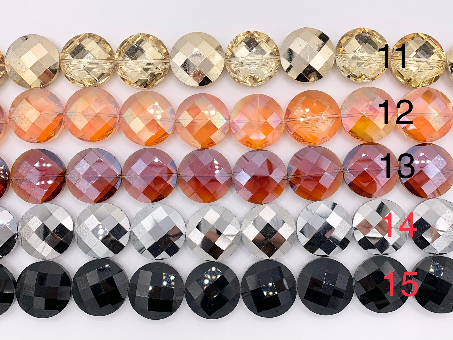 30mm Crystal Coin Faceted Shiny Glass Beads Strand 15 Colors Available!!