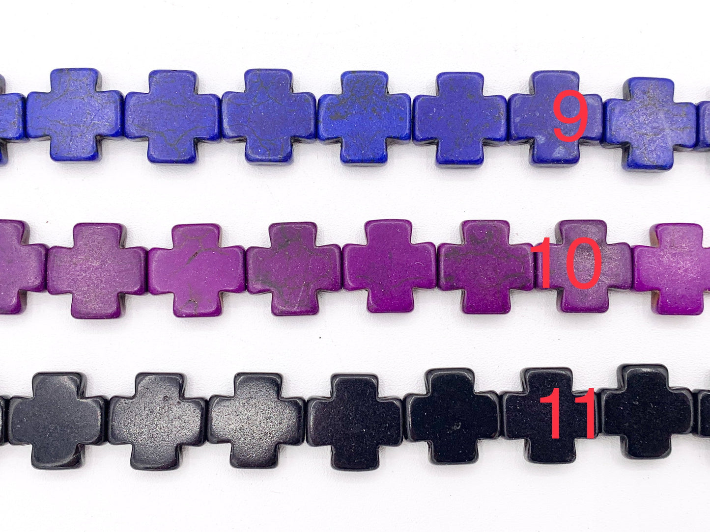 15mm Cross Howlite Turquoise Flat Beads White, Red, Turquoise, Multicolor, Green, Red, Dark Blue, Purple And More Around 15" Price 1 Strand
