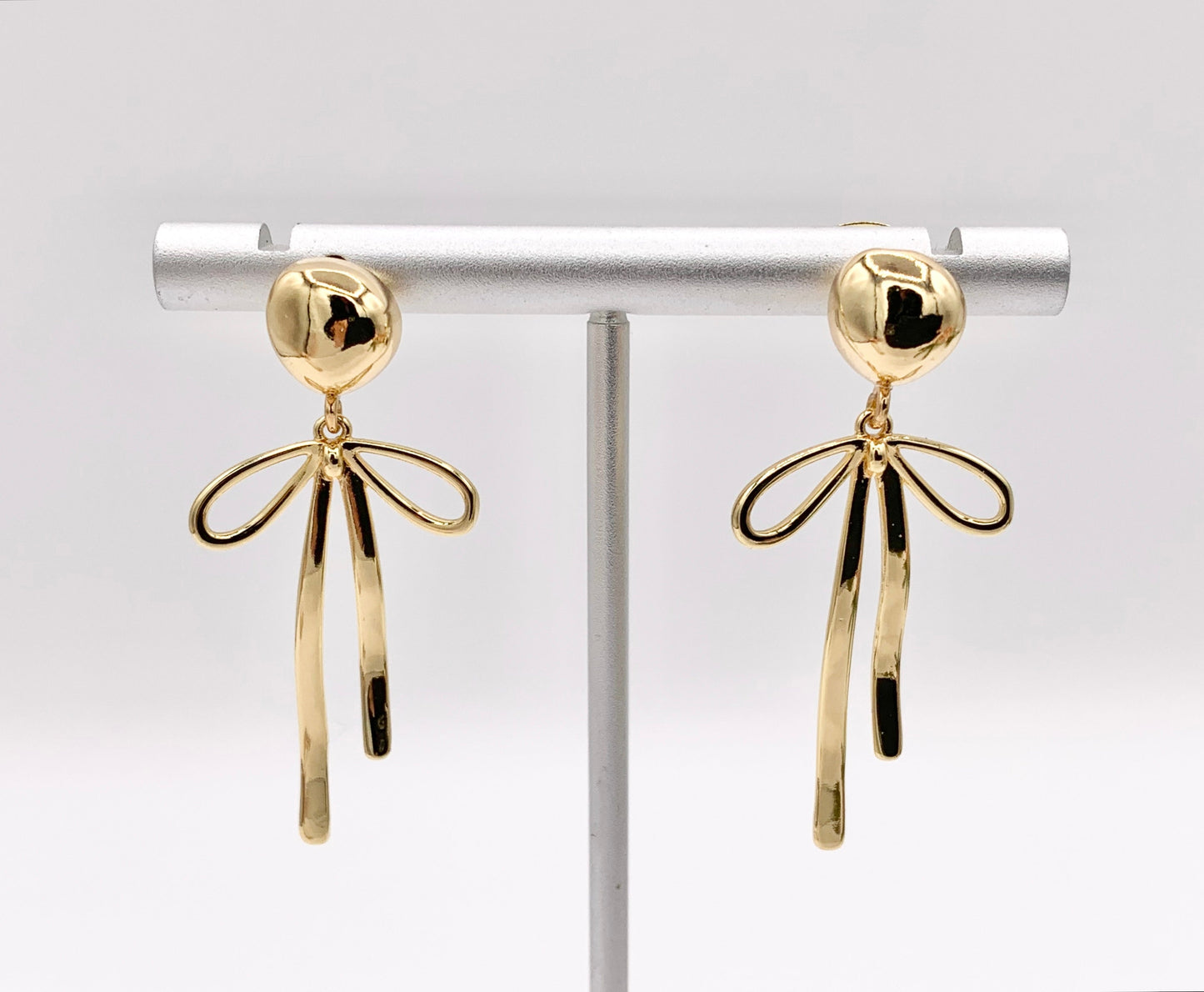 Cute Bowtie Earring Studs in 18K Gold Plated Over Copper Earrings 3 PAIRS