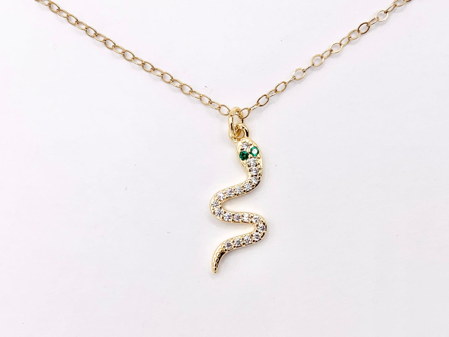 Dainty Cute Snake Charms in Cubic Zirconia 18K Gold Plated Brass For Jewelry Making 10 PCS