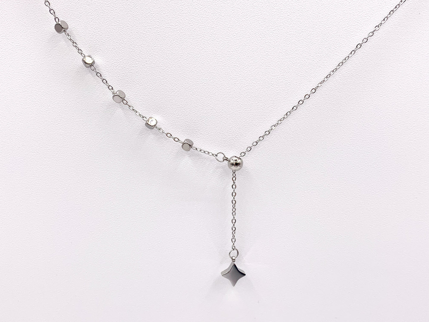 Delicate Slider Dangle Necklace Gold/Silver Plated Stainless Steel Dainty Flexible Minimalist Finished Necklace 16" with Extension Link