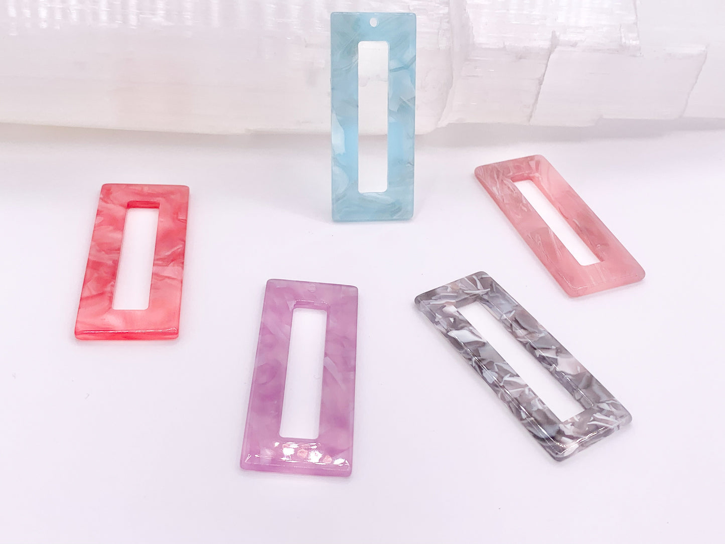21x50mm Acetate Hollow Rectangle Earring Pendants Acetate Rectangular Earring Findings For Jewelry Making 8PCS