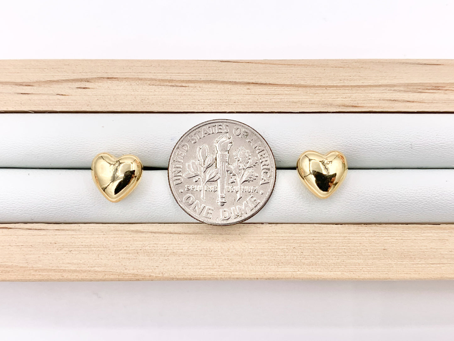 Cute Puffy Heart Earring Stud in Real 18K Gold Plated Over Copper Valentine's Day Gift Idea  5 PAIRS