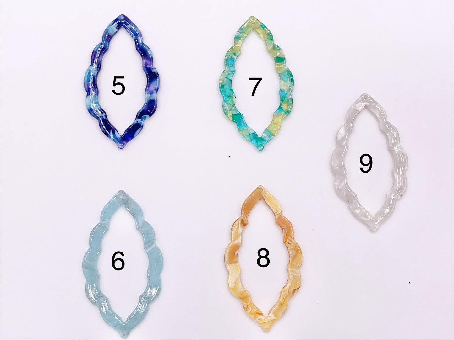 34x64mm Acetate Hollow Marquis Earring Pendants Acetate Earring Findings For Jewelry Making 9 Colors Available | 6PCS