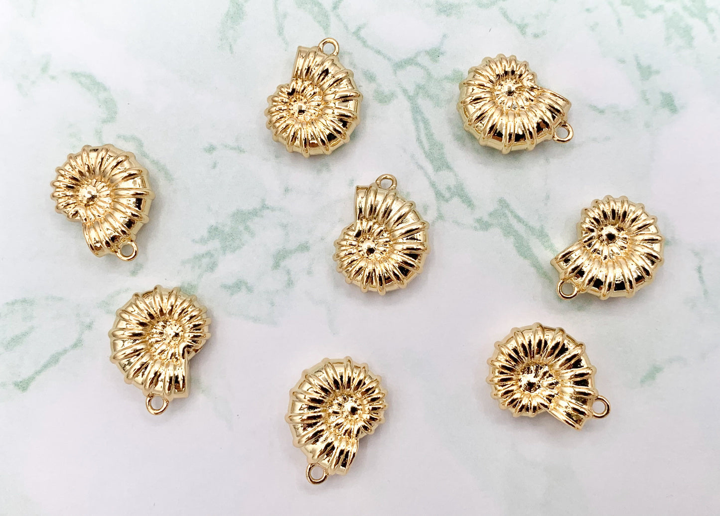 Cute Small Conch Shell Charms Pendants in 18K Gold Plated Copper Base 8 PCS