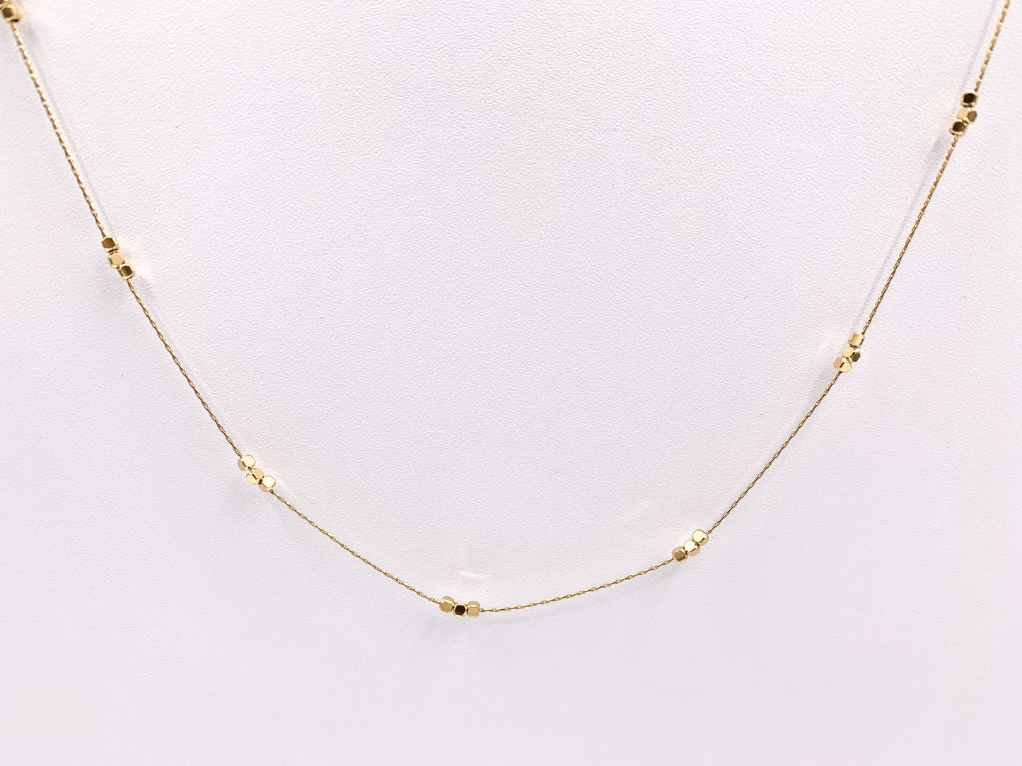 Delicate Nugget Necklace Gold/Silver Plated Stainless Steel Dainty Flexible Minimalist Finished Necklace 16" with Extension Link