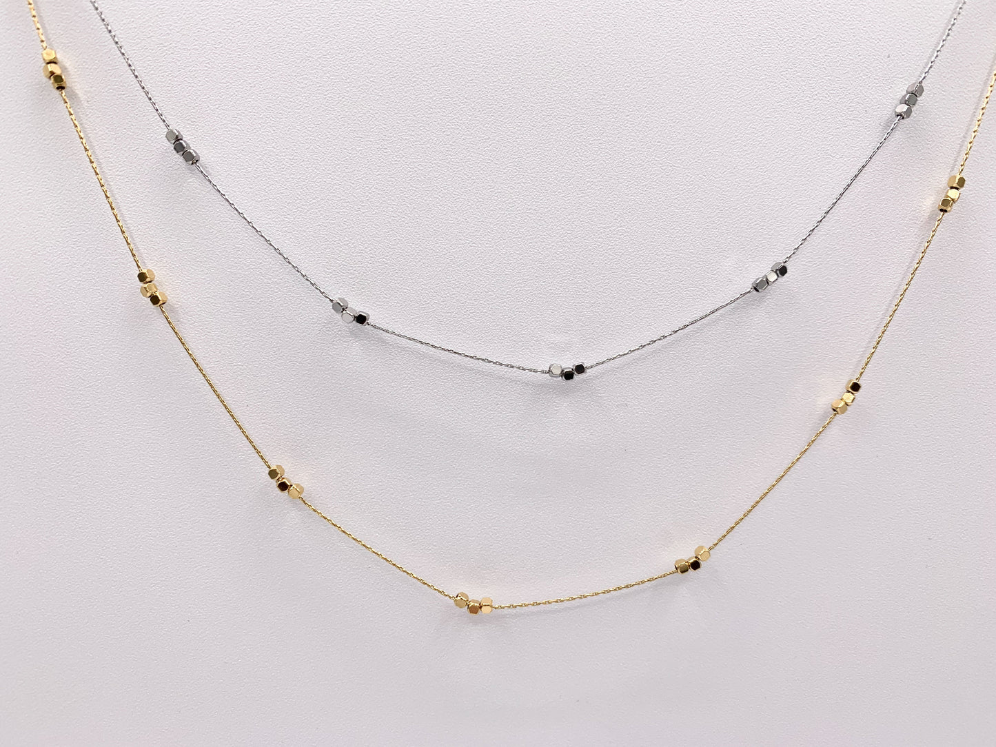 Delicate Nugget Necklace Gold/Silver Plated Stainless Steel Dainty Flexible Minimalist Finished Necklace 16" with Extension Link