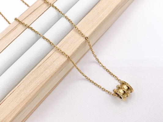 Delicate Spacer Necklace Gold Plated Stainless Steel Dainty Flexible Minimalist Finished Necklace 16" with Extension Link