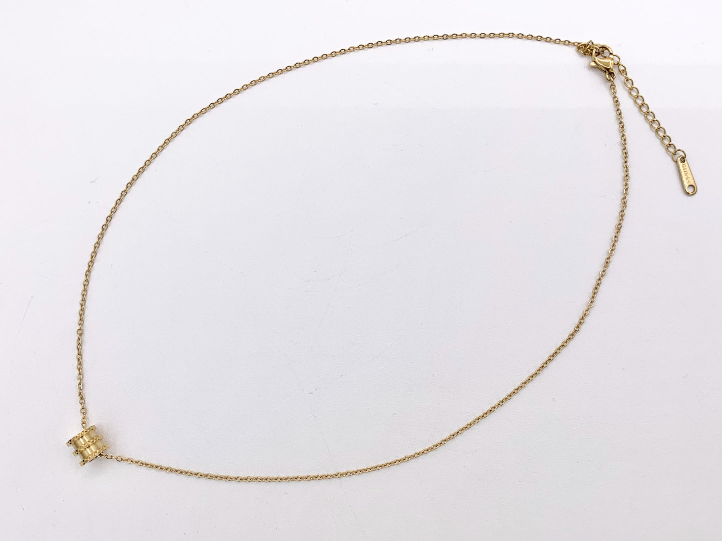 Delicate Spacer Necklace Gold Plated Stainless Steel Dainty Flexible Minimalist Finished Necklace 16" with Extension Link