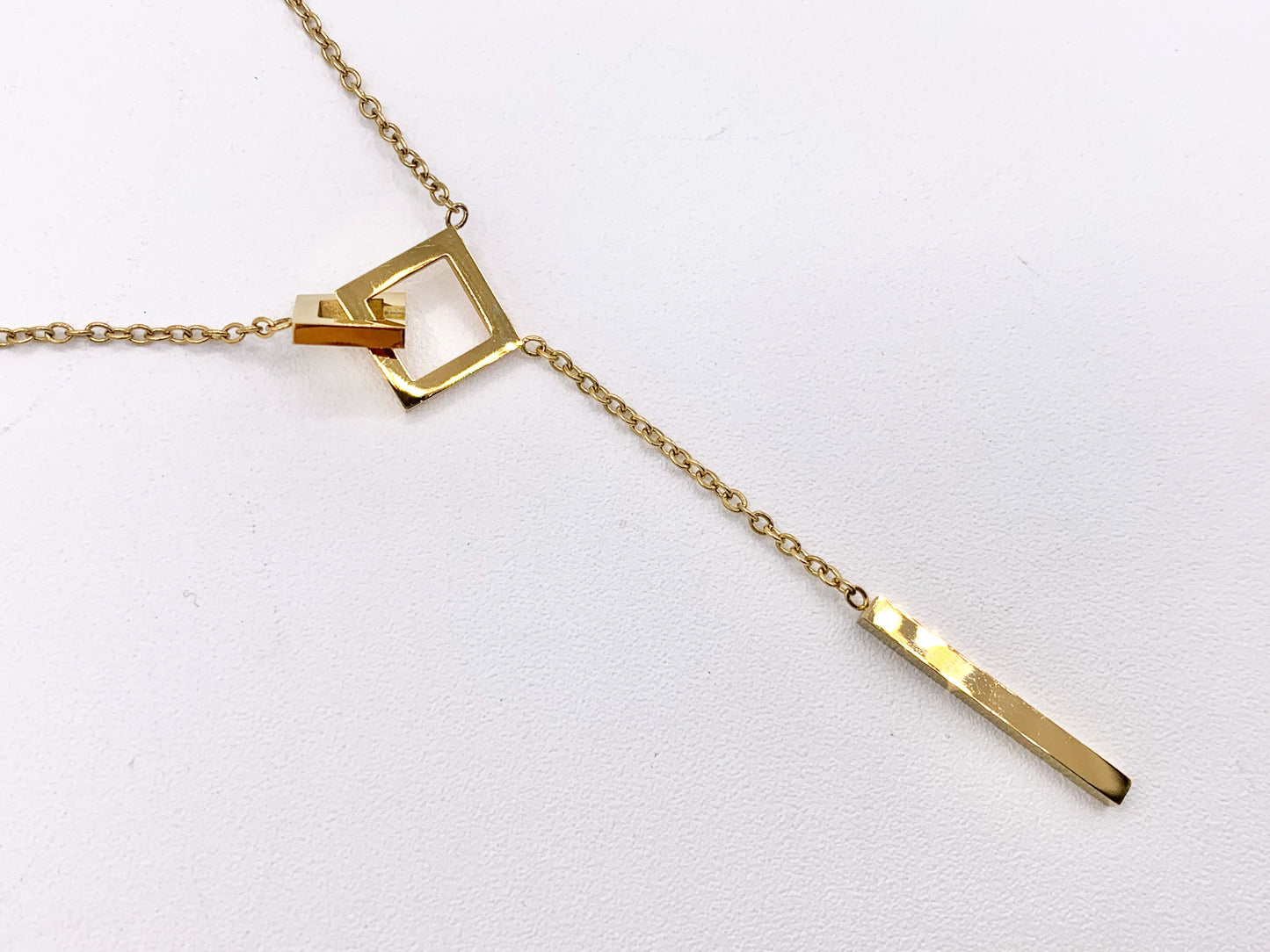 Delicate Dangle Pendant Necklace Gold Plated Stainless Steel Dainty Flexible Minimalist Finished Necklace 16" with Extension Link