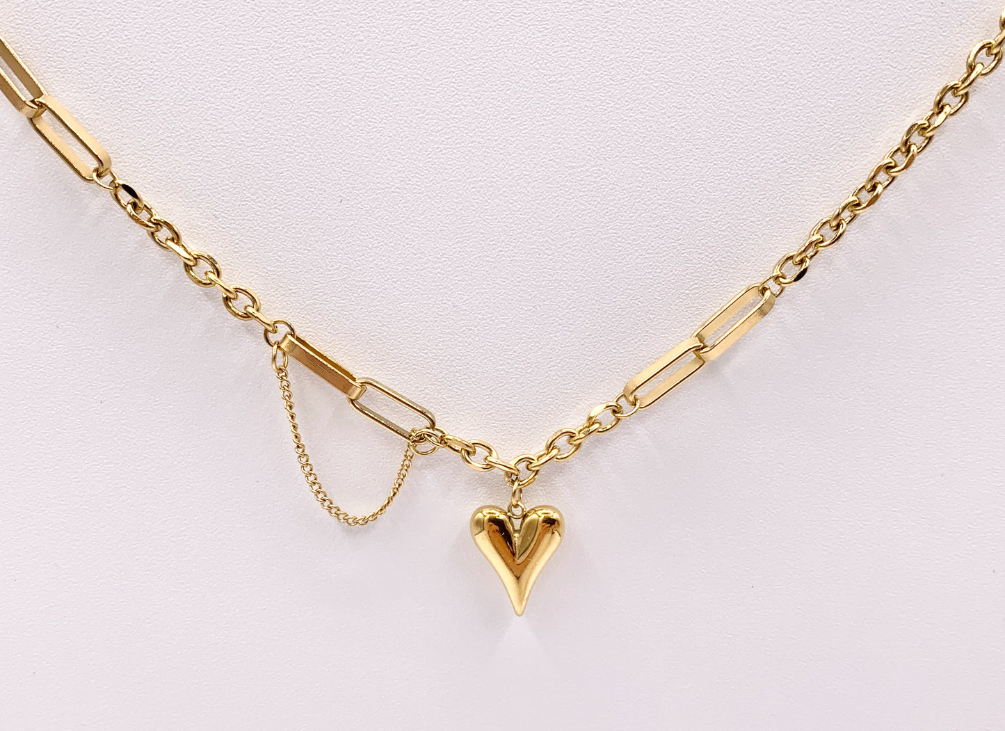 Delicate Dangle Heart Pendant Necklace Gold/Silver Plated Stainless Steel Finished Necklace 16" with Extension Link