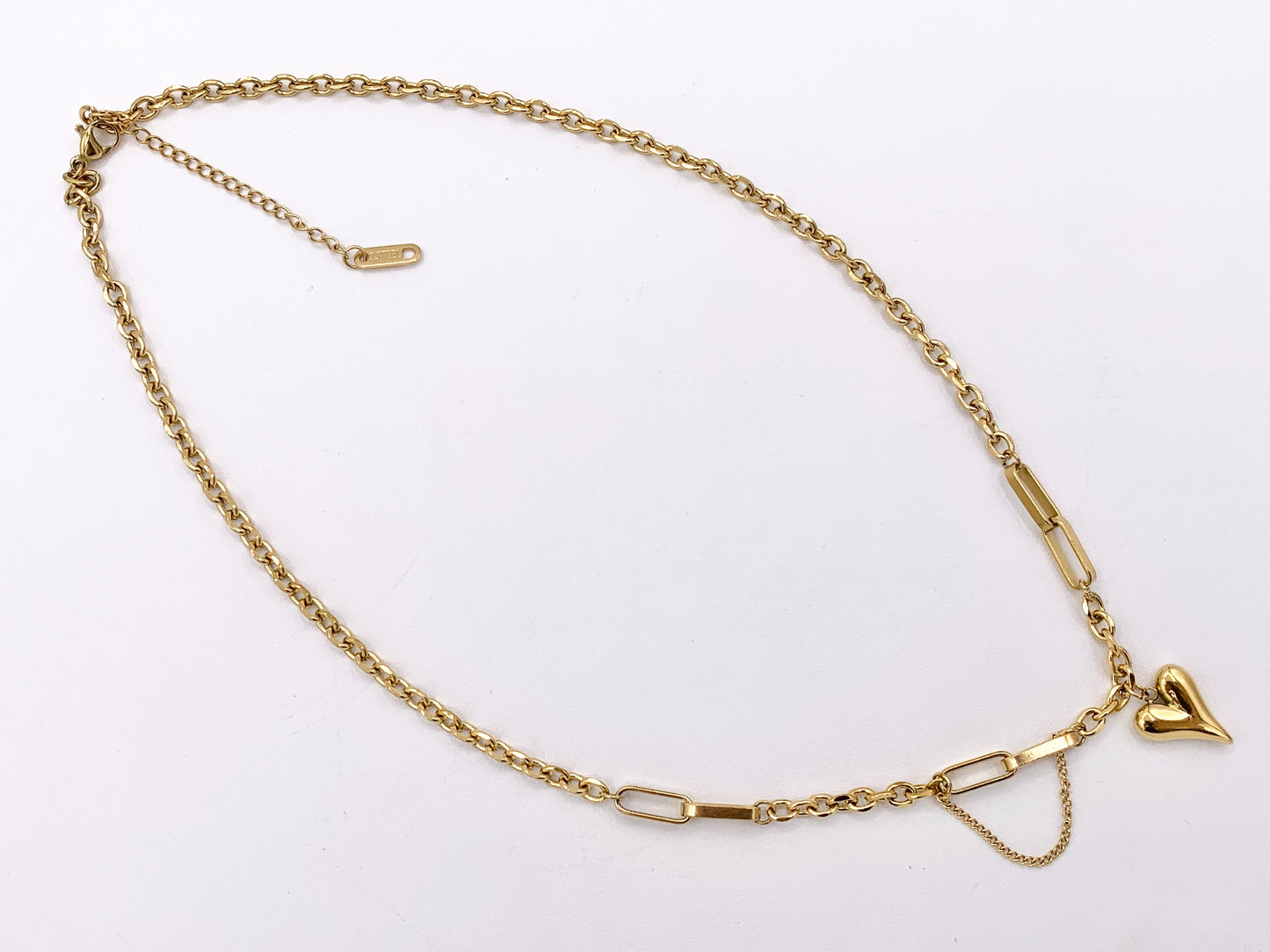 Delicate Dangle Heart Pendant Necklace Gold/Silver Plated Stainless Steel Finished Necklace 16" with Extension Link