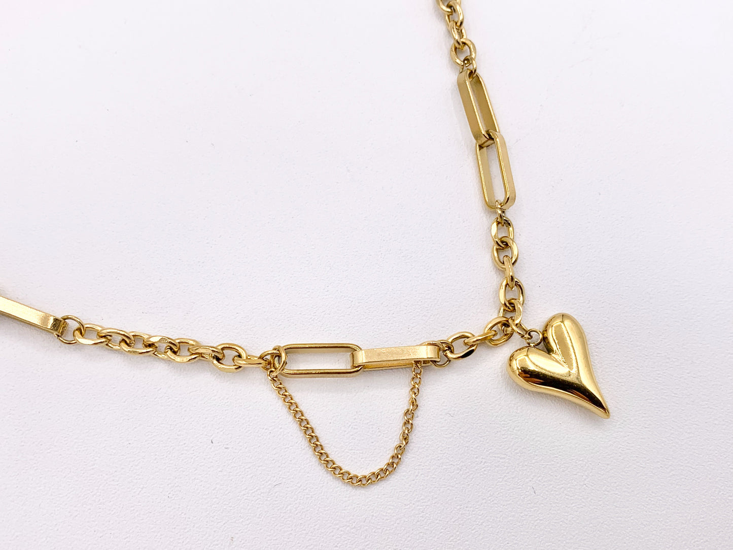 Delicate Dangle Heart Pendant Necklace Gold/Silver Plated Stainless Steel Finished Necklace 16" with Extension Link