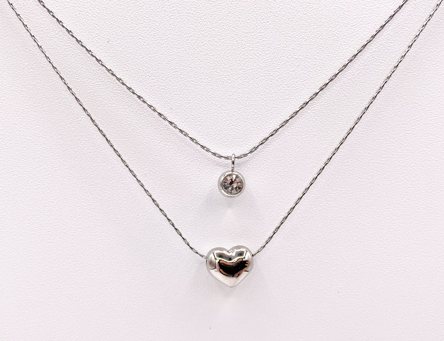 1 Set Delicate Heart Necklace Gold/Silver Plated Stainless Steel Dainty Flexible Minimalist Finished Necklace 16" with Extension Link