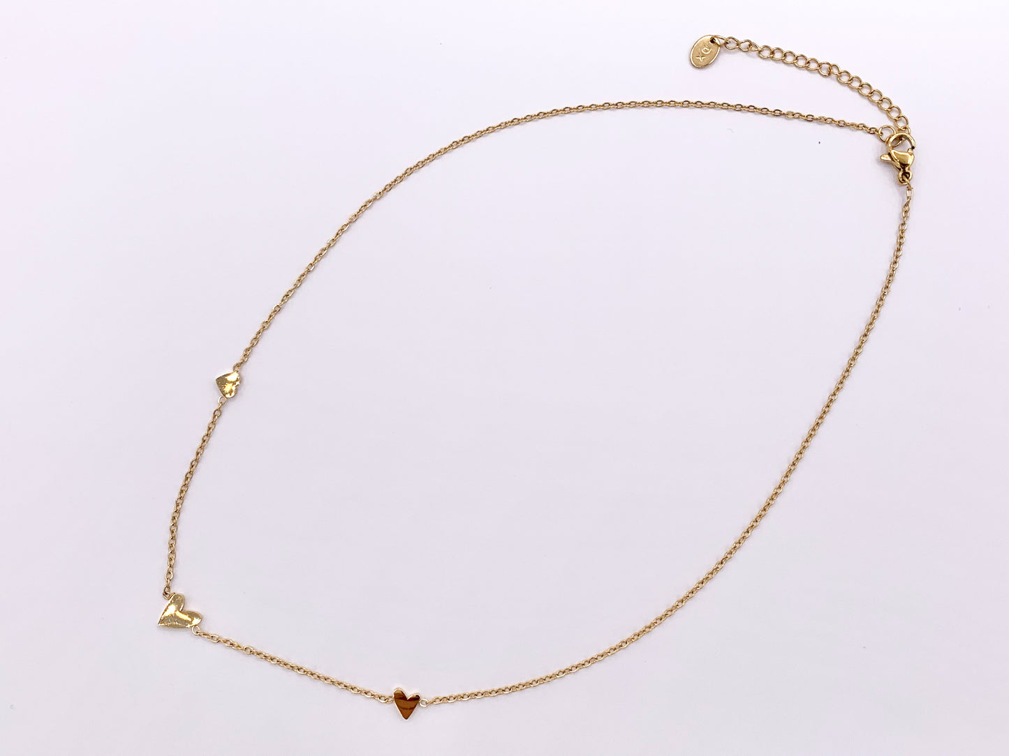 Delicate Heart Necklace Gold Plated Stainless Steel Dainty Flexible Minimalist Finished Necklace 16" with Extension Link