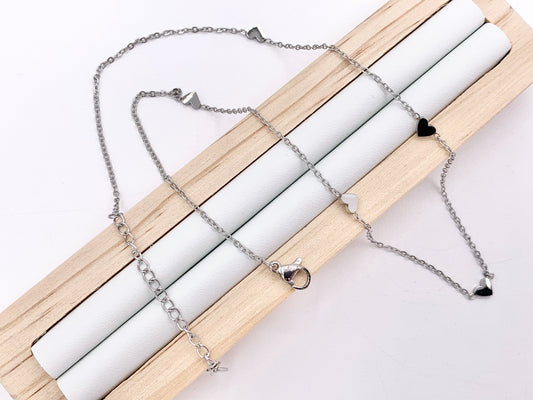 Delicate Heart Necklace Silver Plated Stainless Steel Dainty Flexible Minimalist Finished Necklace 16" with Extension Link