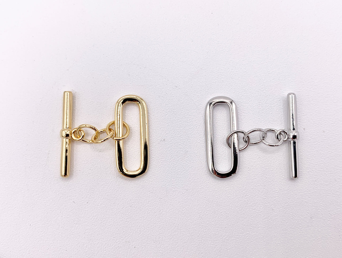 Real Gold 18K and Platinum Plated Oval Toggle Over Copper 10 SETS