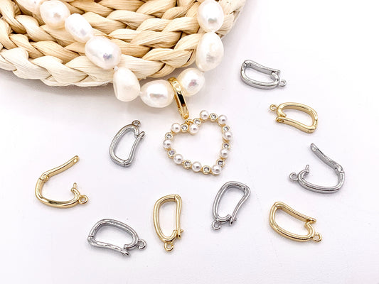 Bails for Pendants in 18K Gold or Silver plating Dainty Snap Open Bails 10 PCS