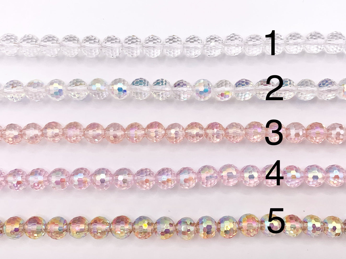 8mm High Quality Crystal Round Faceted 96 Cut Extra Shiny Crystal Beads 1 Strand 10" Available in 19 Colors