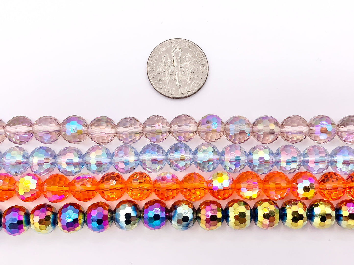 8mm High Quality Crystal Round Faceted 96 Cut Extra Shiny Crystal Beads 1 Strand 10" Available in 19 Colors
