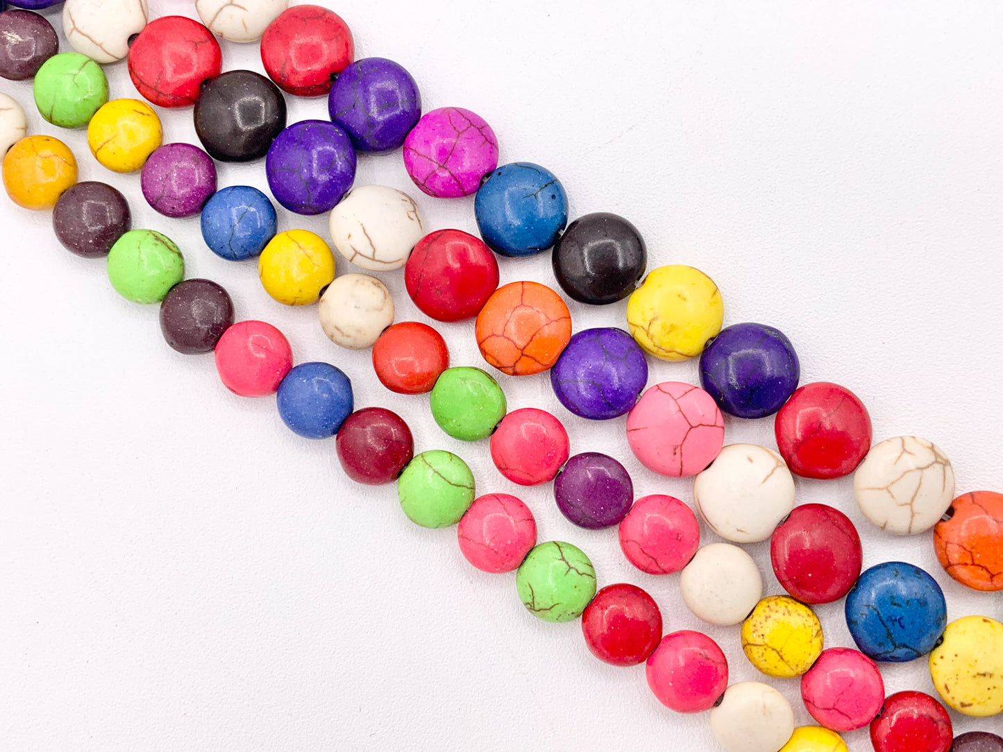 8mm&10mm Howlite Multicolor Puffy Coin Beads Around 15-16" Price for 1 Strand