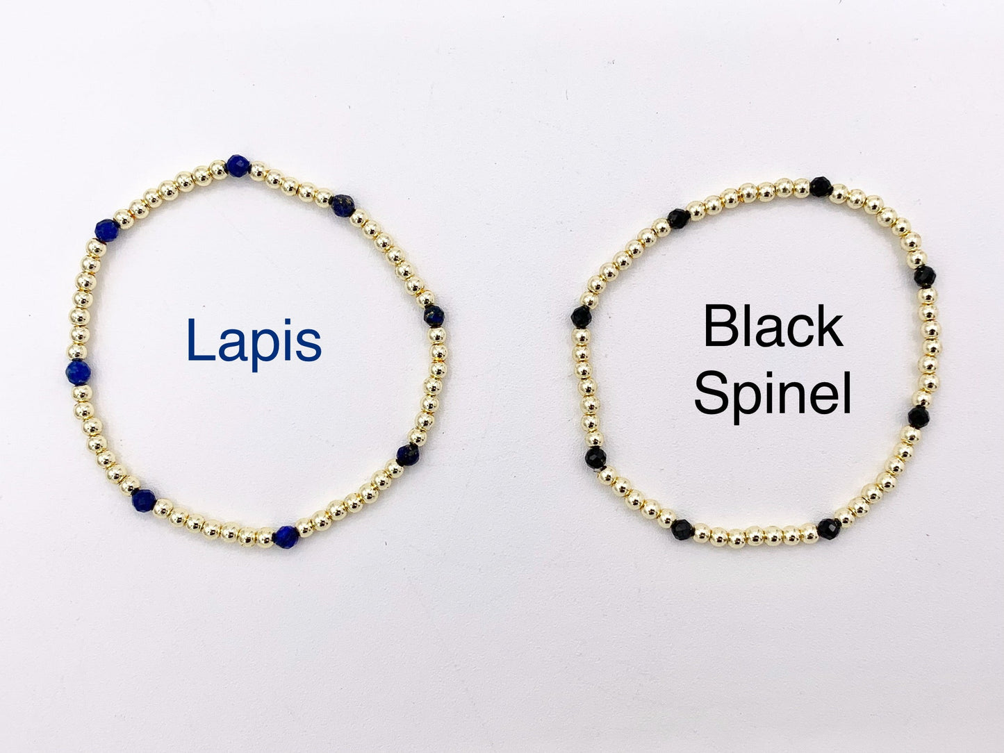 18K Gold Plated Hematite + Assorted Stones Dainty Stretchy Bracelet 1 piece