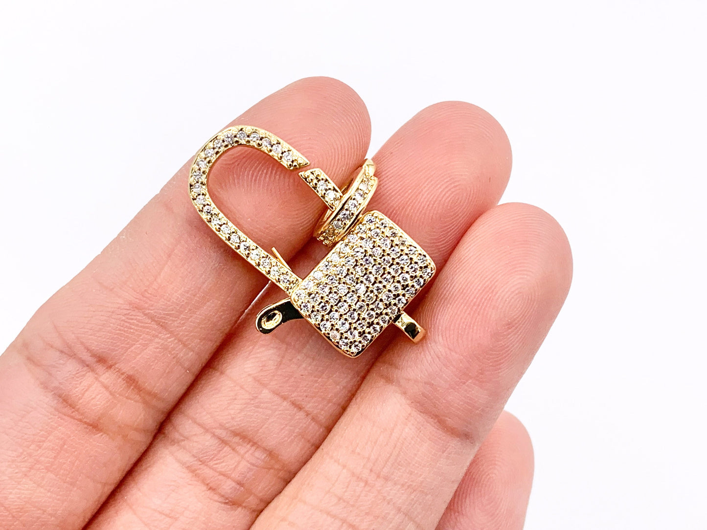 CZ Pave Luxury Large Lobster Clasps Real Gold/Platinum Plated Over Brass 3 PCS