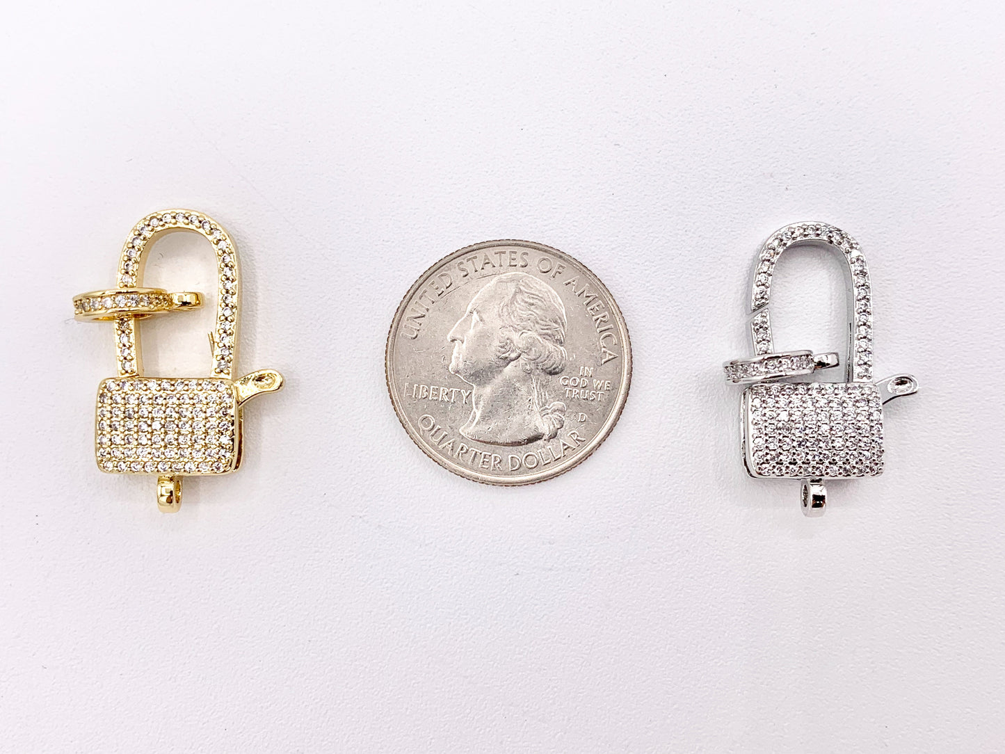 CZ Pave Luxury Large Lobster Clasps Real Gold/Platinum Plated Over Brass 3 PCS