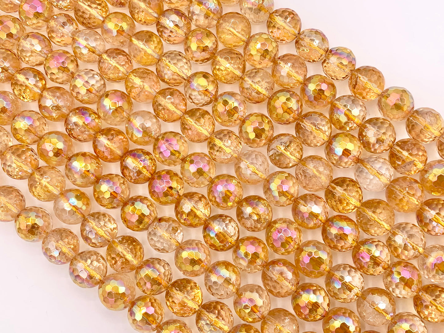 Electroplated Natural Citrine Mystic Coated Faceted Orange Stone Beads 6mm 8mm 10mm