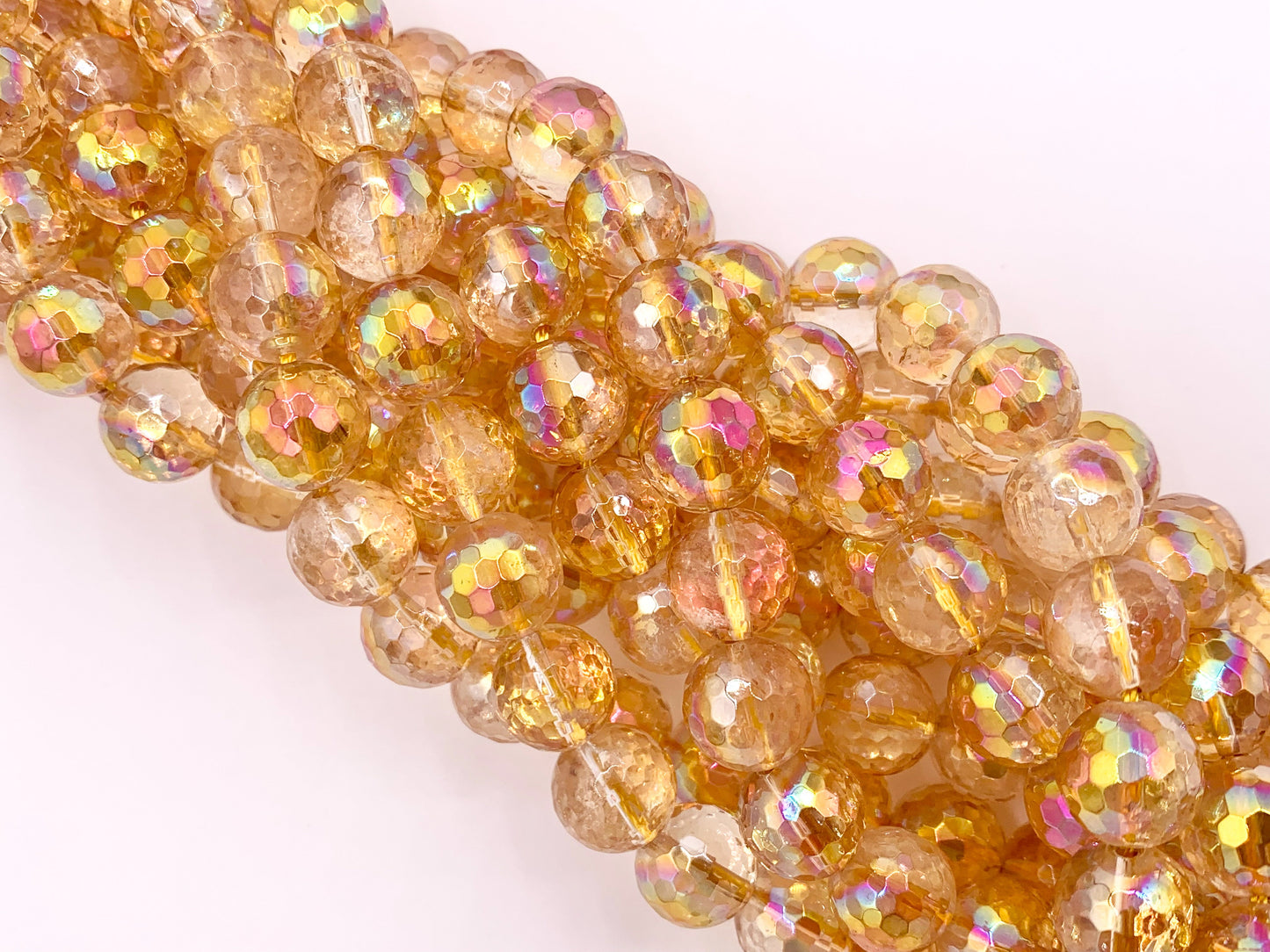 Electroplated Natural Citrine Mystic Coated Faceted Orange Stone Beads 6mm 8mm 10mm
