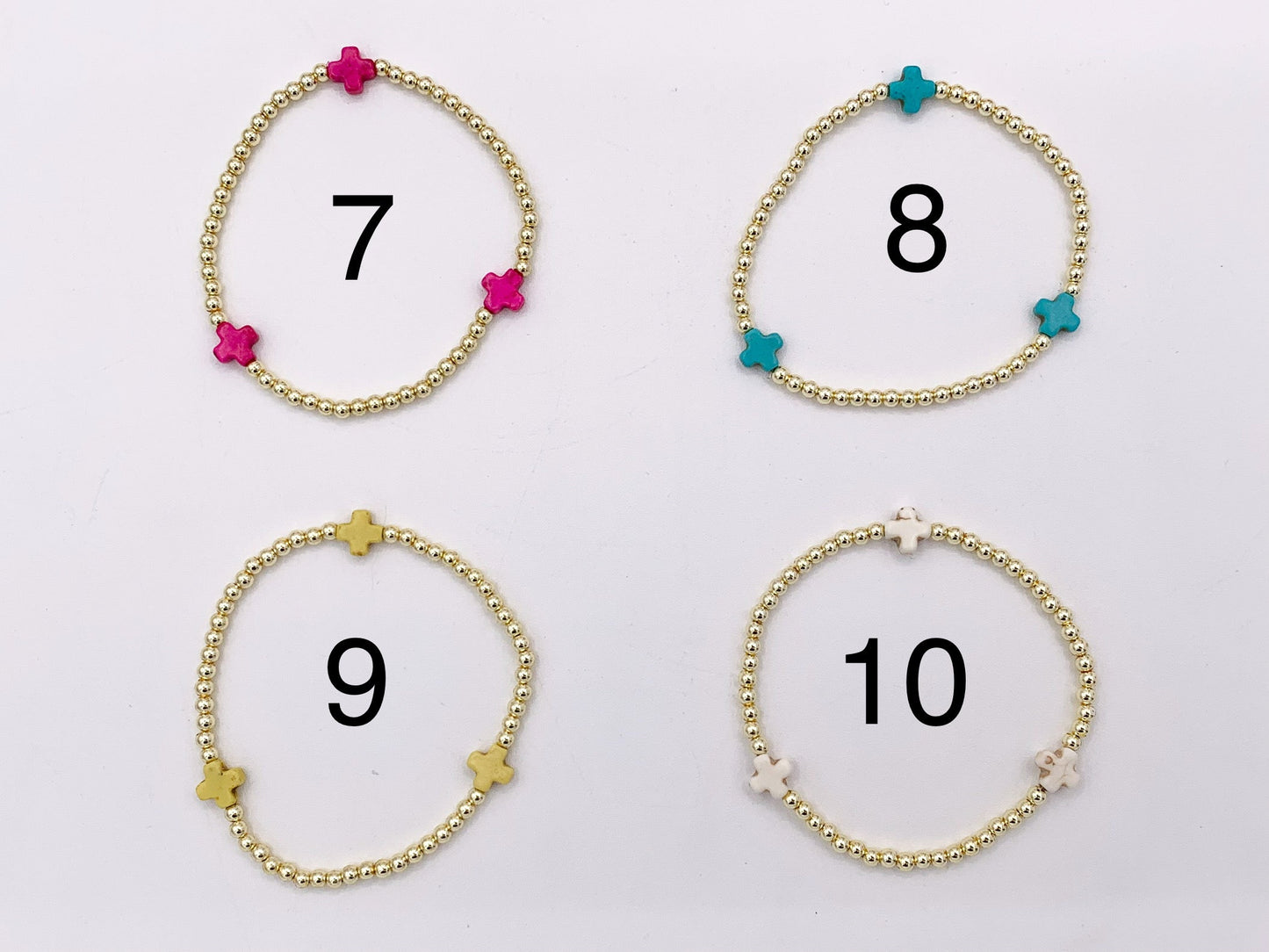 18K Gold Plated Hematite Magnesite/ Howlite/ Shell Dainty Stretchy Bracelet 1 piece
