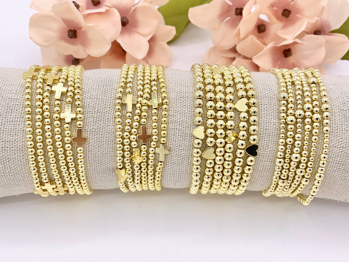 18K Gold Plated Hematite Rice Shape Beaded Dainty Stretchy Bracelet 1 piece