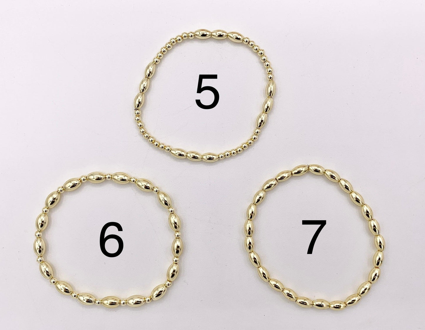 18K Gold Plated Hematite Rice Shape Beaded Dainty Stretchy Bracelet 1 piece