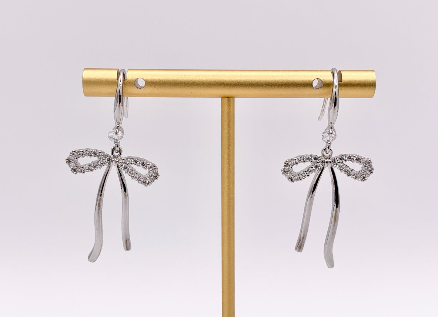 Cute Bowtie Earring Studs in CZ Pave 18K Gold/Platinum Plated Over Copper Earrings 3 PAIRS