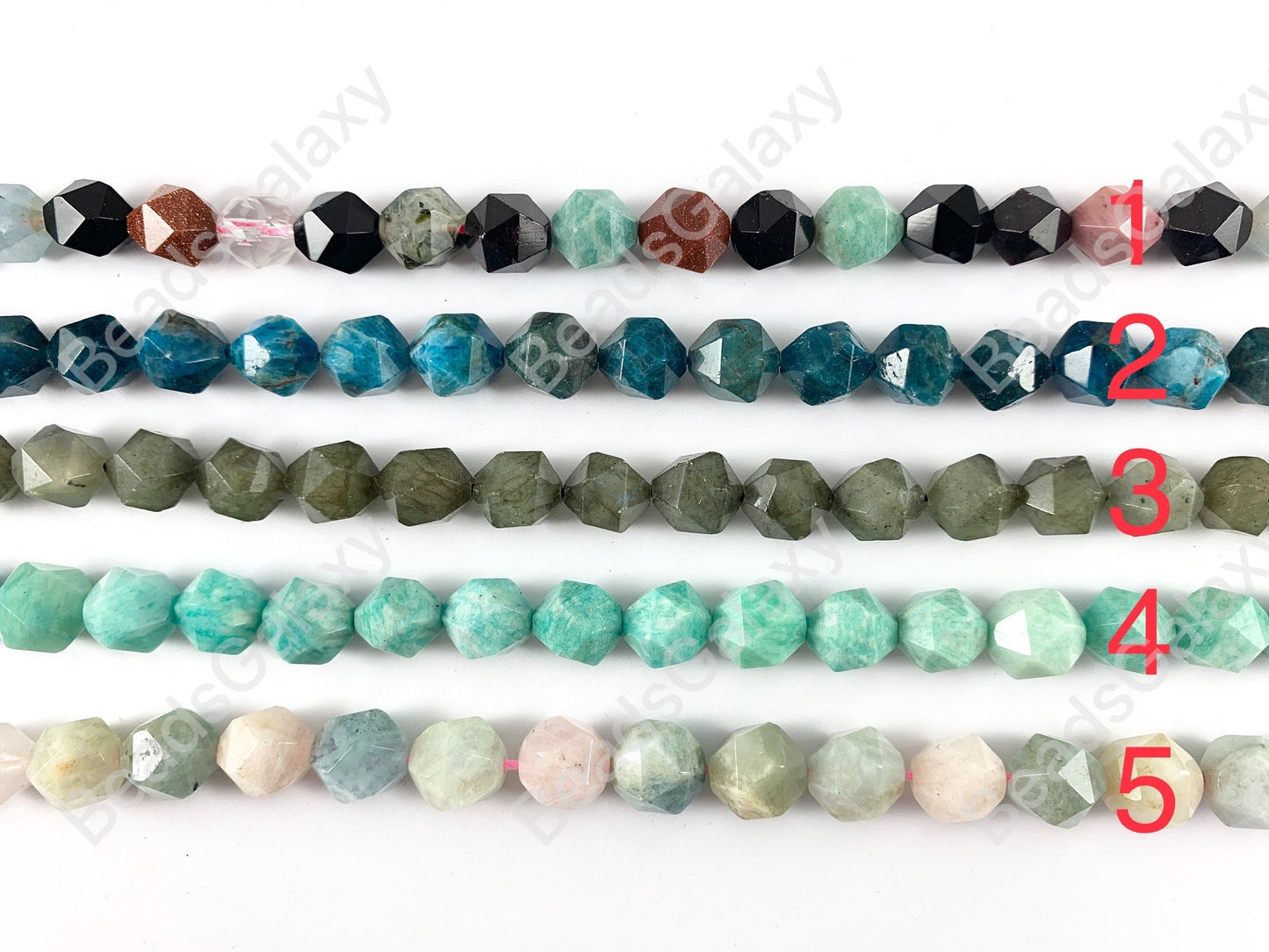 10x12mm Star Cut Faceted Natural Gemstone Beads Multi Quartz/ Apatite/ Labradorite/ Peruvian Amazonite/ Morganite & Aquamarine Around 15"
