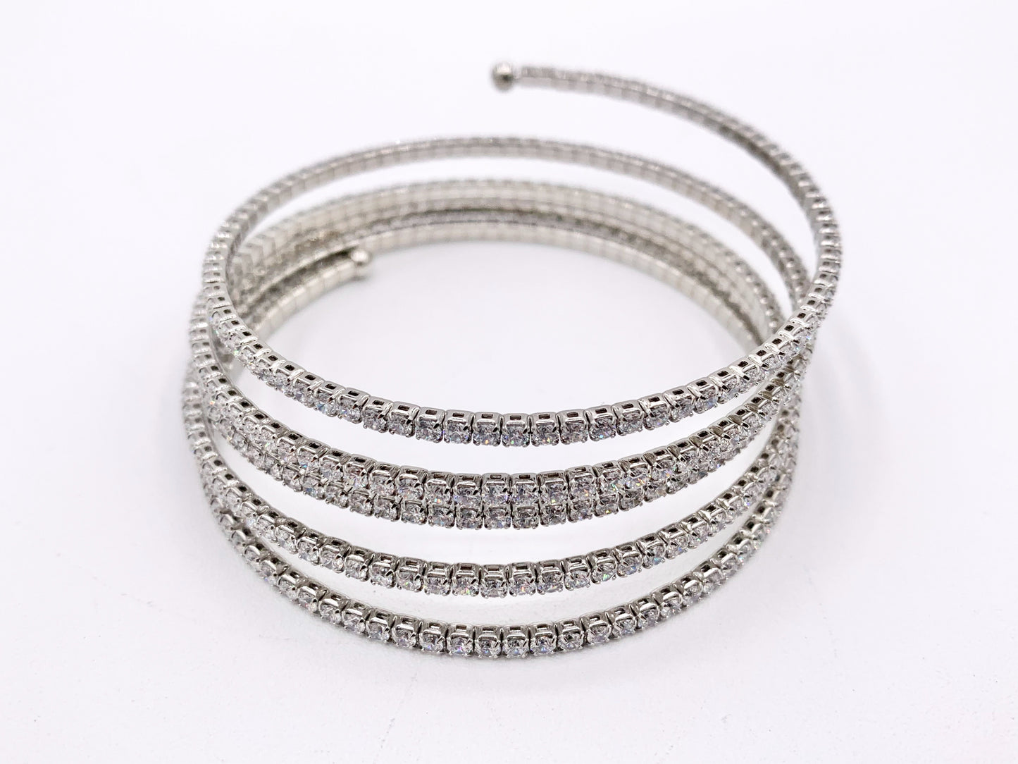 CZ Pave Rhinestone 5 Layers Baguette Fancy Flexible Bracelet Cuffs In Real Gold/Platinum 18K Plated Copper 2 PCS