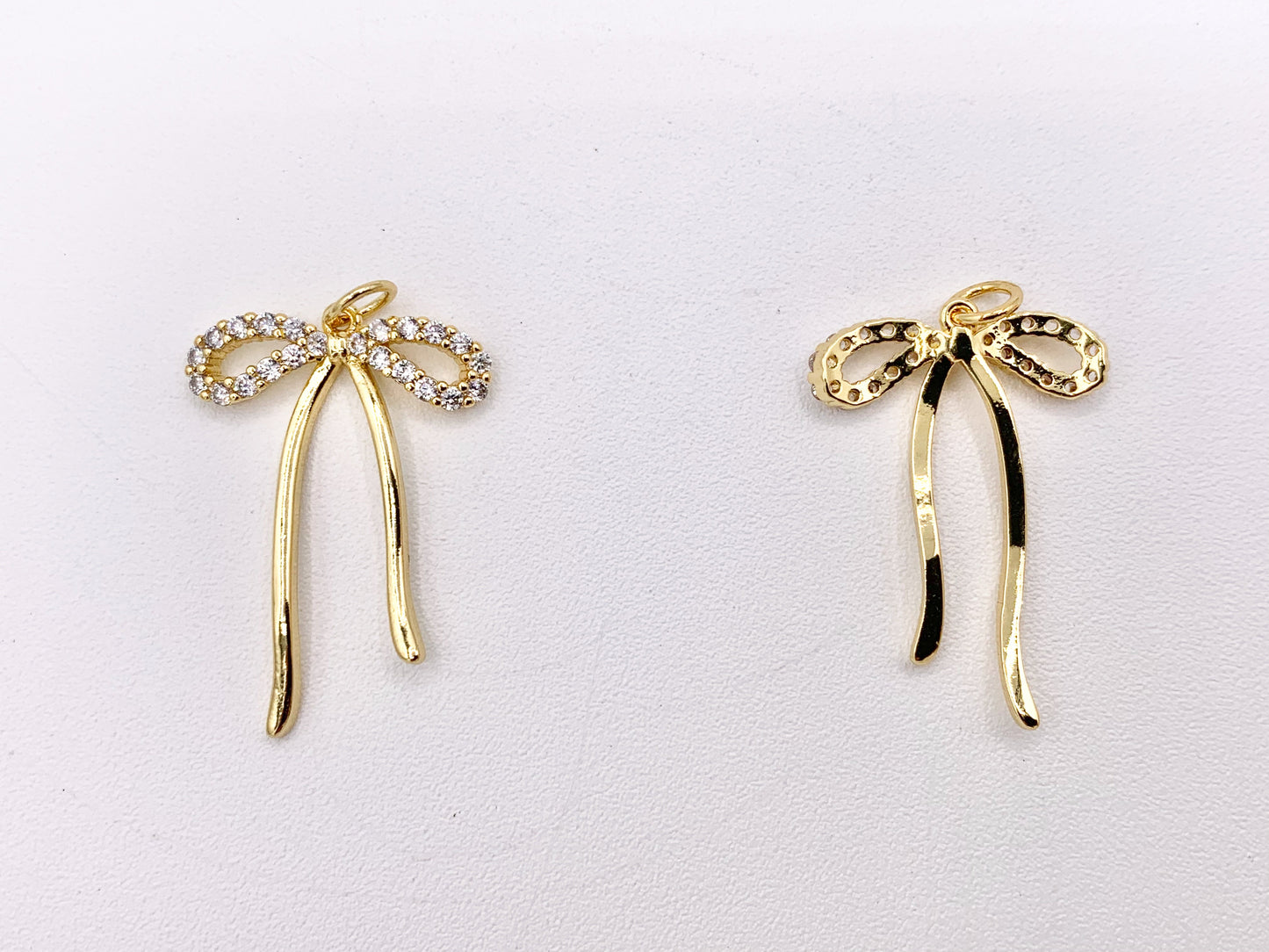 Cute CZ Pave Bowtie Pendant in 18K Gold/Platinum Plated Over Copper 8PCS