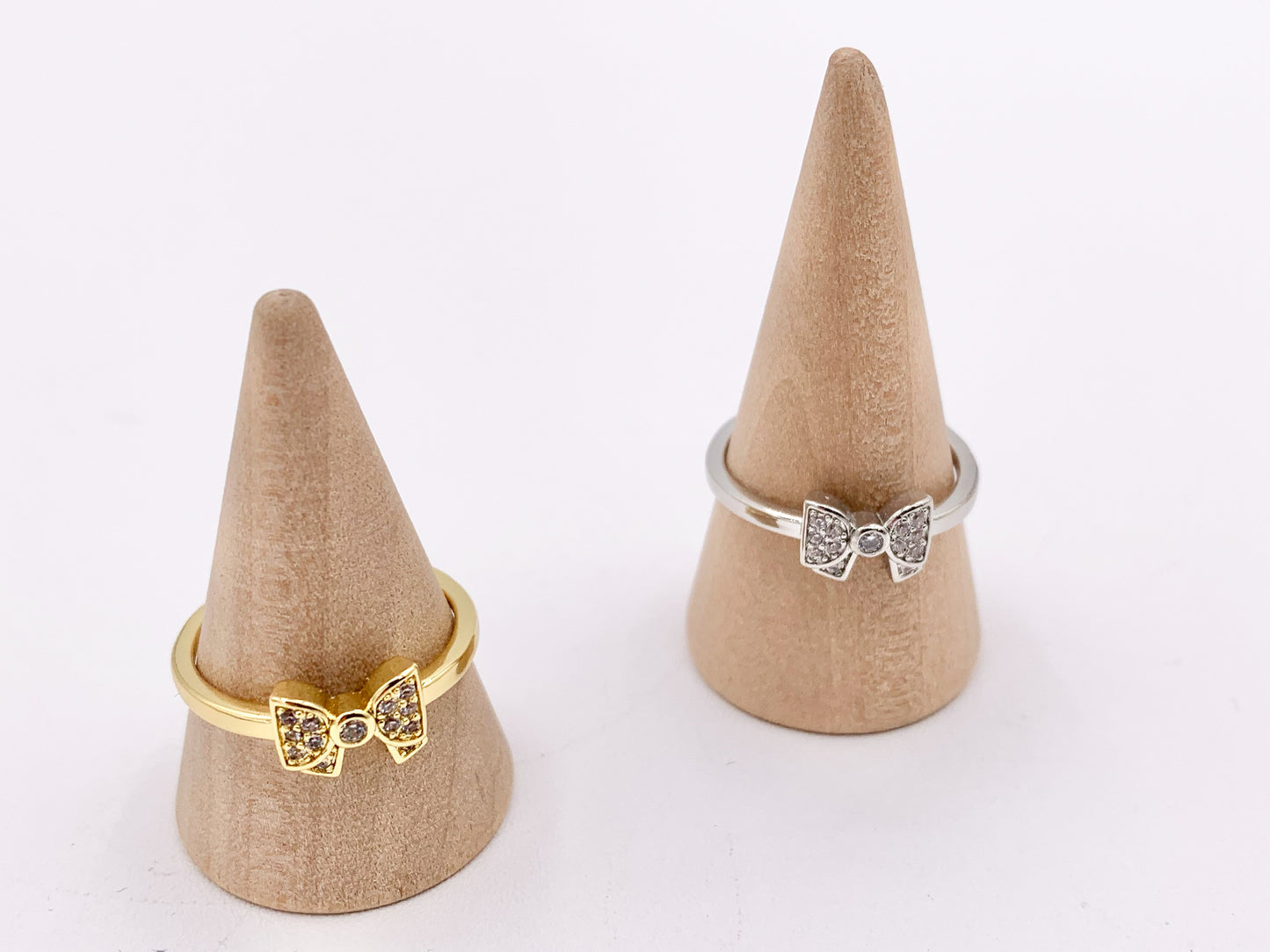 Dainty Cute Bowtie Statement Ring in 18K Real Gold/Platinum Plated CZ Pave 6 PCS
