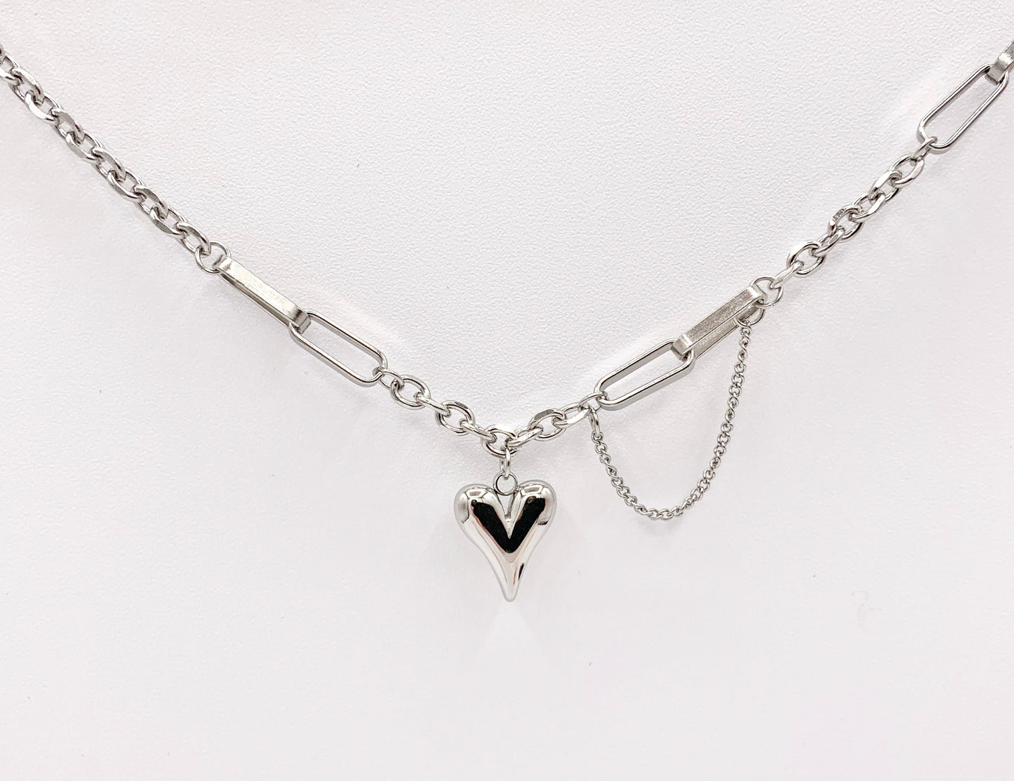 Delicate Dangle Heart Pendant Necklace Gold/Silver Plated Stainless Steel Finished Necklace 16" with Extension Link