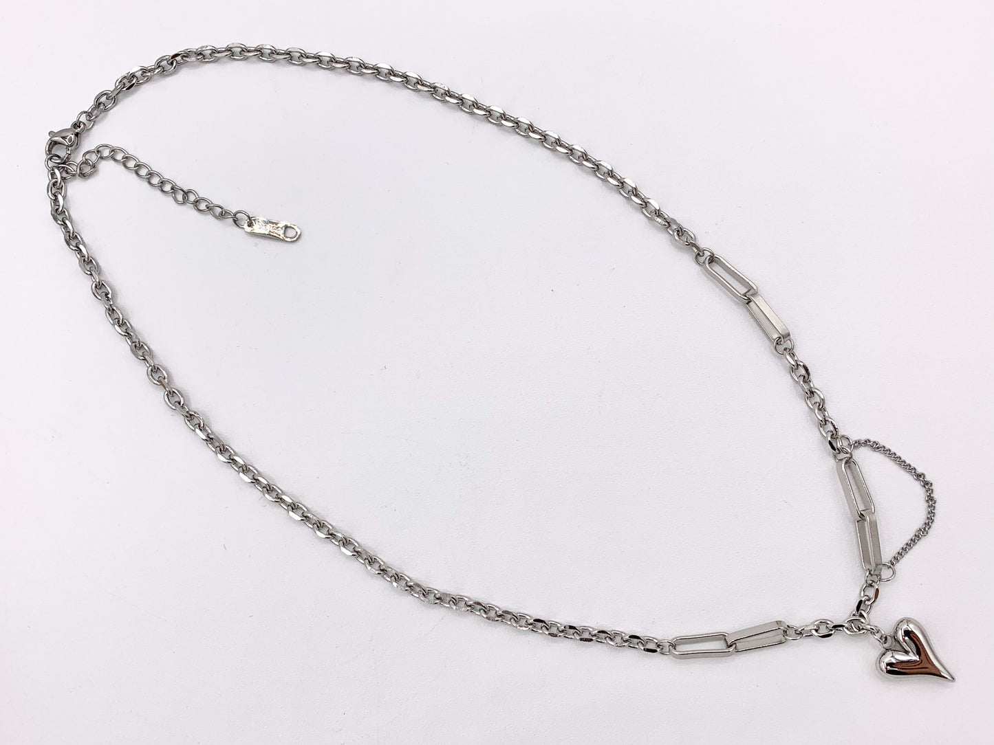 Delicate Dangle Heart Pendant Necklace Gold/Silver Plated Stainless Steel Finished Necklace 16" with Extension Link