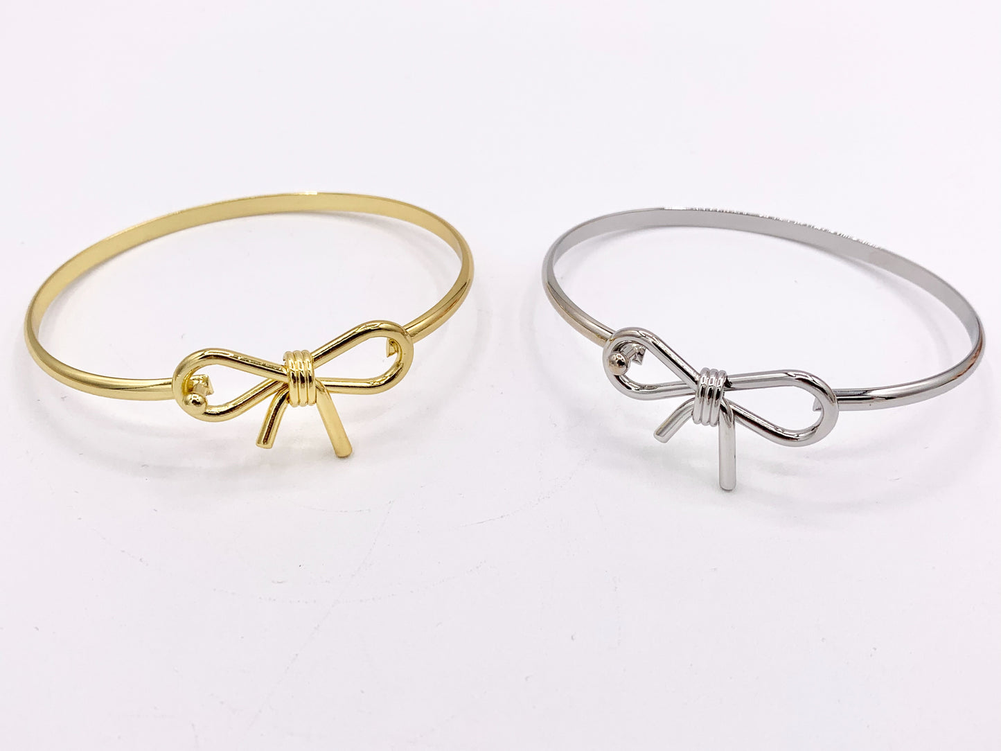 Cute Bow Tie Front Open Bracelet Cuffs in Real Gold/Platinum 18K Plated Copper 3 PCS
