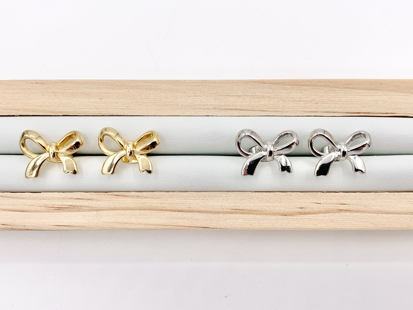 Cute Bowtie Earring Studs in 18K Gold/Platinum Plated Over Copper Earrings 4 PAIRS