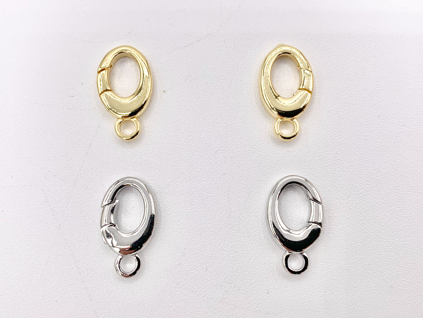 Cute Dainty Minimalist Oval Clasps in Real Gold/Platinum Plated Over Brass 10 PCS