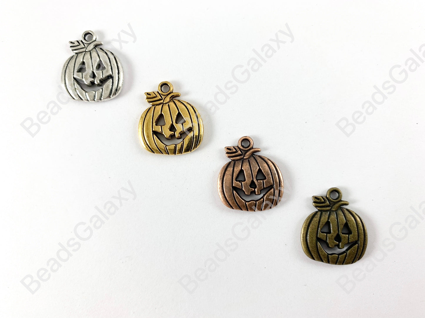 Halloween Pumpkin Jack O' Lantern Charms Pewter